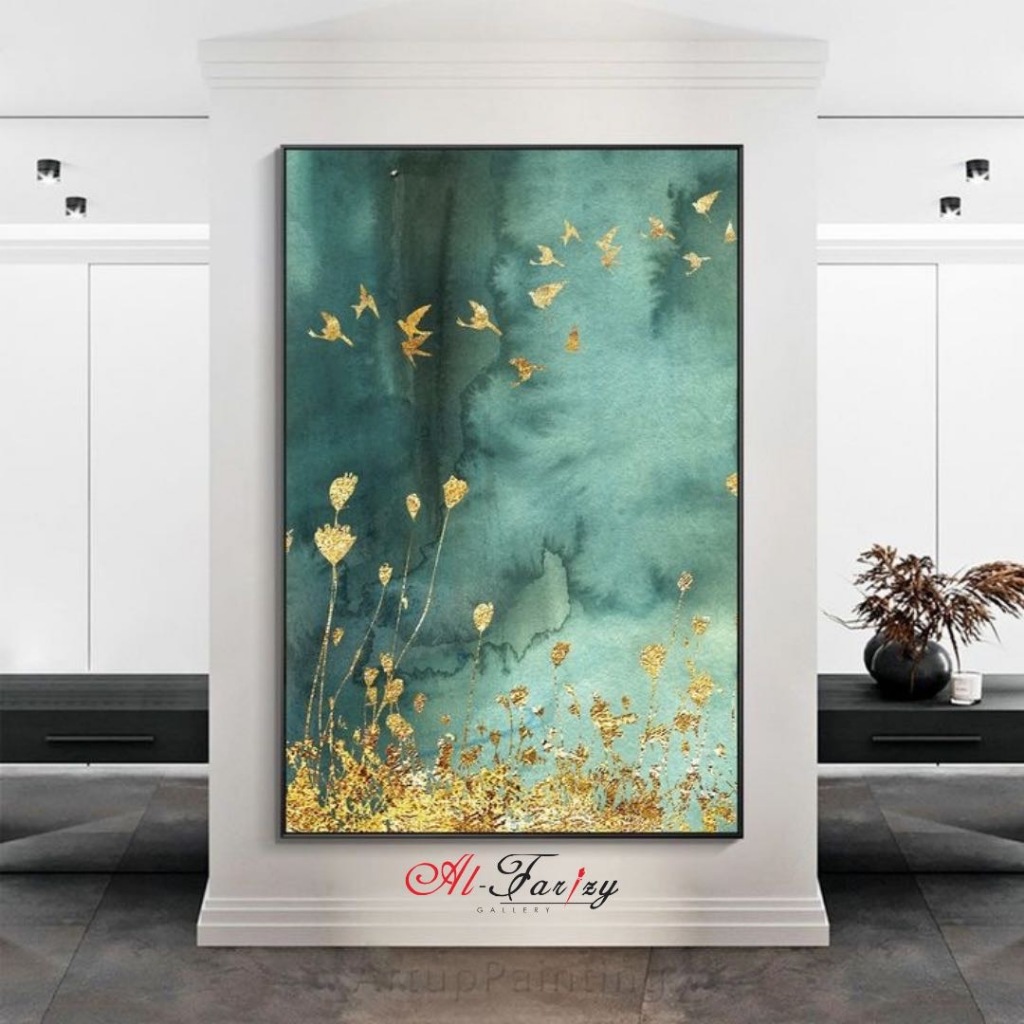 Hiasan Dinding Dekorasi Dinding Lukisan Abstrak Gold Lukisan Dinding Aesthetic Lukisan Minimalis