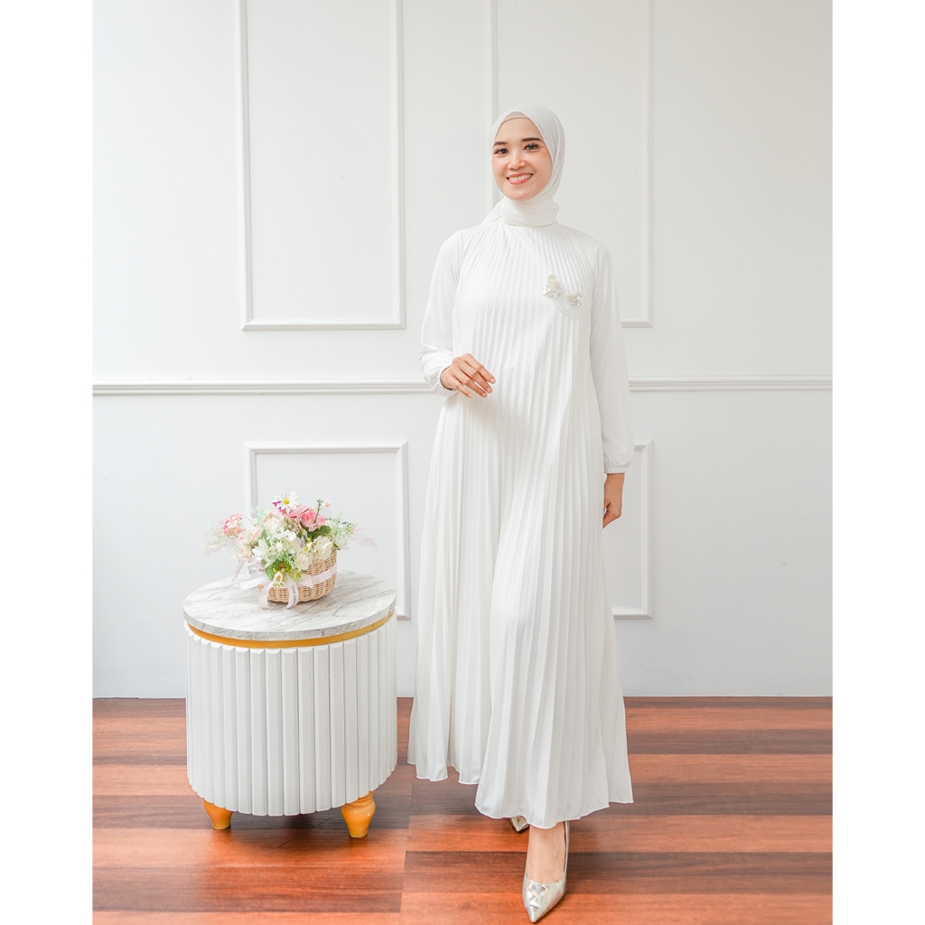 Dress Plisket Lengan Panjang Gamis Inerr Casual Timeless Chika Inner Dress By Casandra Fashion