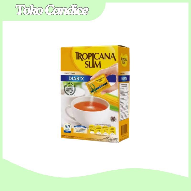 

Tropicana Slim Sweetener Classic/Diabtx Varian 100 Sachet/50 Sachet/25 Sachet (1 Box)