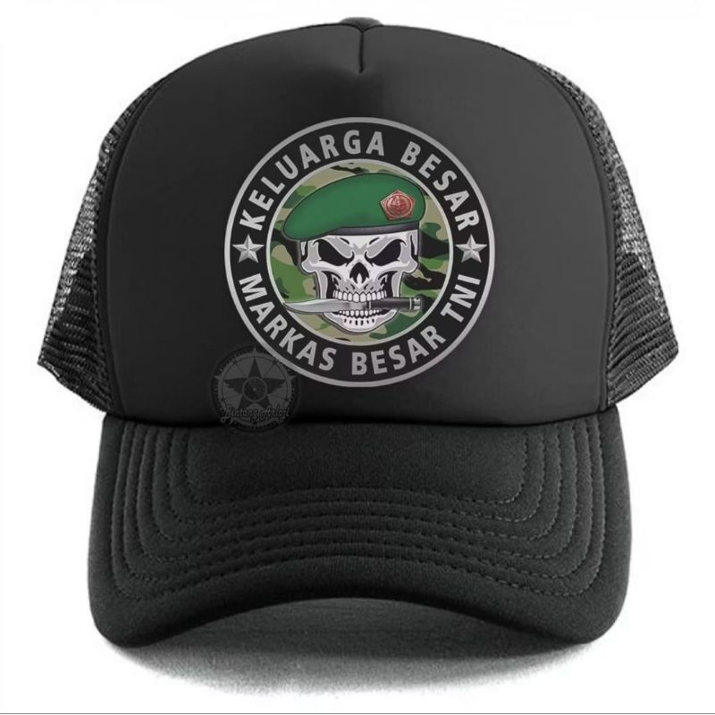TOPI JARING TRUCKER MABES TNI TENGKORAK LORENG