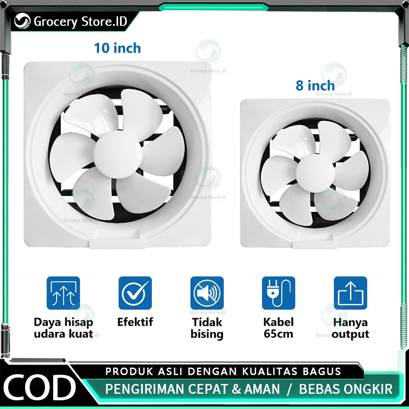 Exhaust Fan Dinding Kipas Angin Hexos 6inch Dan 8inch Pembuangan Hexos 23.5x20cm (6inch) Dan 29x24cm