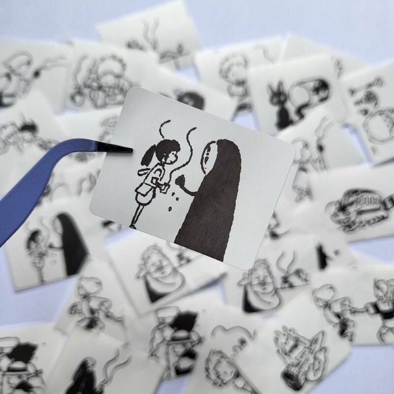 Ghibli Sticker  | 30pcs sticker - Ghibli Black and White Sticker / Sticker black and white aesthetic