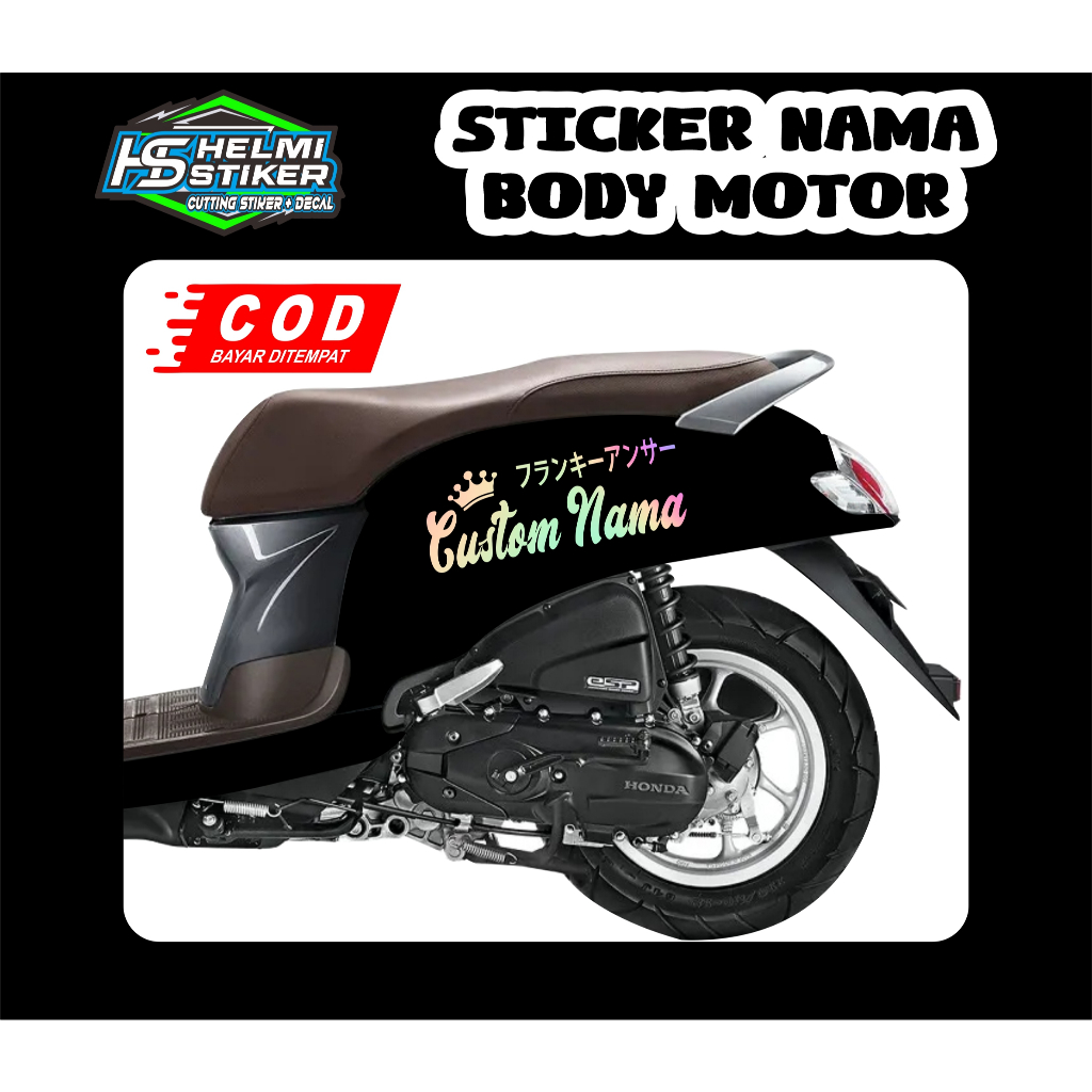 CUTTING STICKER/STRIPING RIQUES NAMA MOTOR MATIC SCOOPY 2020-2024 PRESTIGE