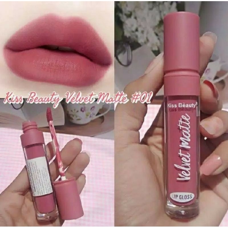 KISS BEAUTY Lipcream velvet matte • Lipcream Berkualitas Tahan Lama Seharian Varian [ NUDE ] Collors