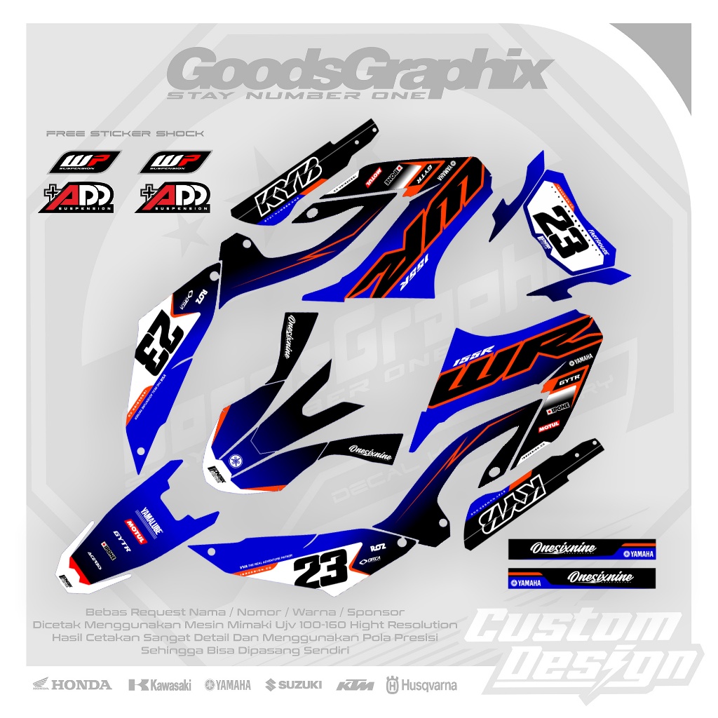 Decal Yamaha Wr 155 Hitam Biru List Orange - Decal Custom Yamaha Wr 155