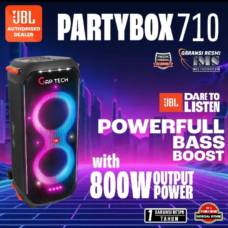 JBL Partybox 710 / Partybox710 Party Speaker with 800W RMS Powerful Sound, Built-In Lights and Splas