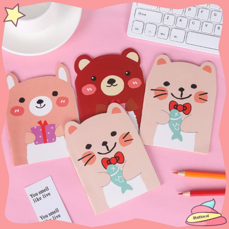 

(HARGA PROMO) Notebook A6 Animal Notebook Lucu Buku Catatan Memo Beruang Kucing Dog Anjing