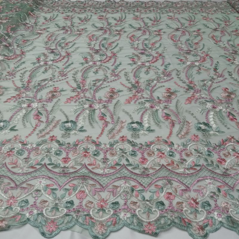 Kain Tile Limited edition Garden Bordiran Tebal Warna Hijau Wardah