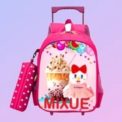 Murah Baru  troli mixue premium  tas roda anak perempuan  cod  bayar di tempat  tas dorong mixue