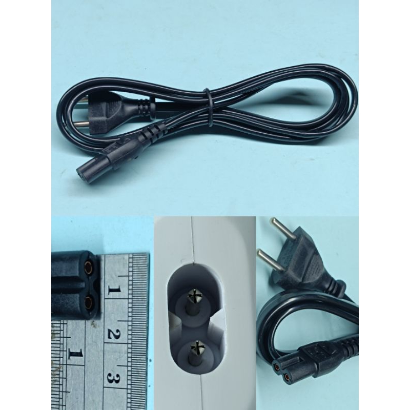 Kabel Charger Senter Tangan 2 Lubang / Kabel Cas Lampu Emergency / Kabel Cas Raket Nyamuk