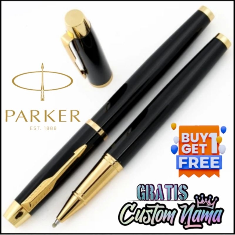

Ballpoint Mewah Pen Parker RB Gold Clip Buy 1 Get 1 Free Gratis Grafir Nama Dan Box Exlusive Bludru
