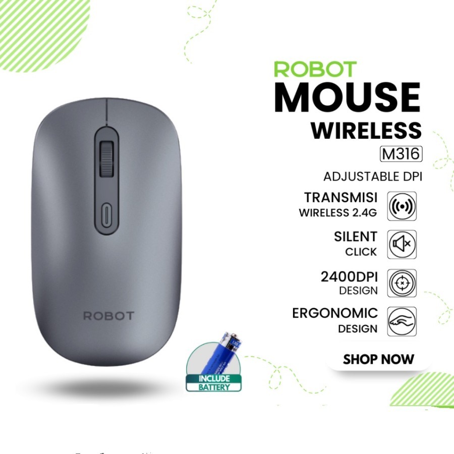 Robot M316 Mouse Wireless 2.4G Silent Mouse