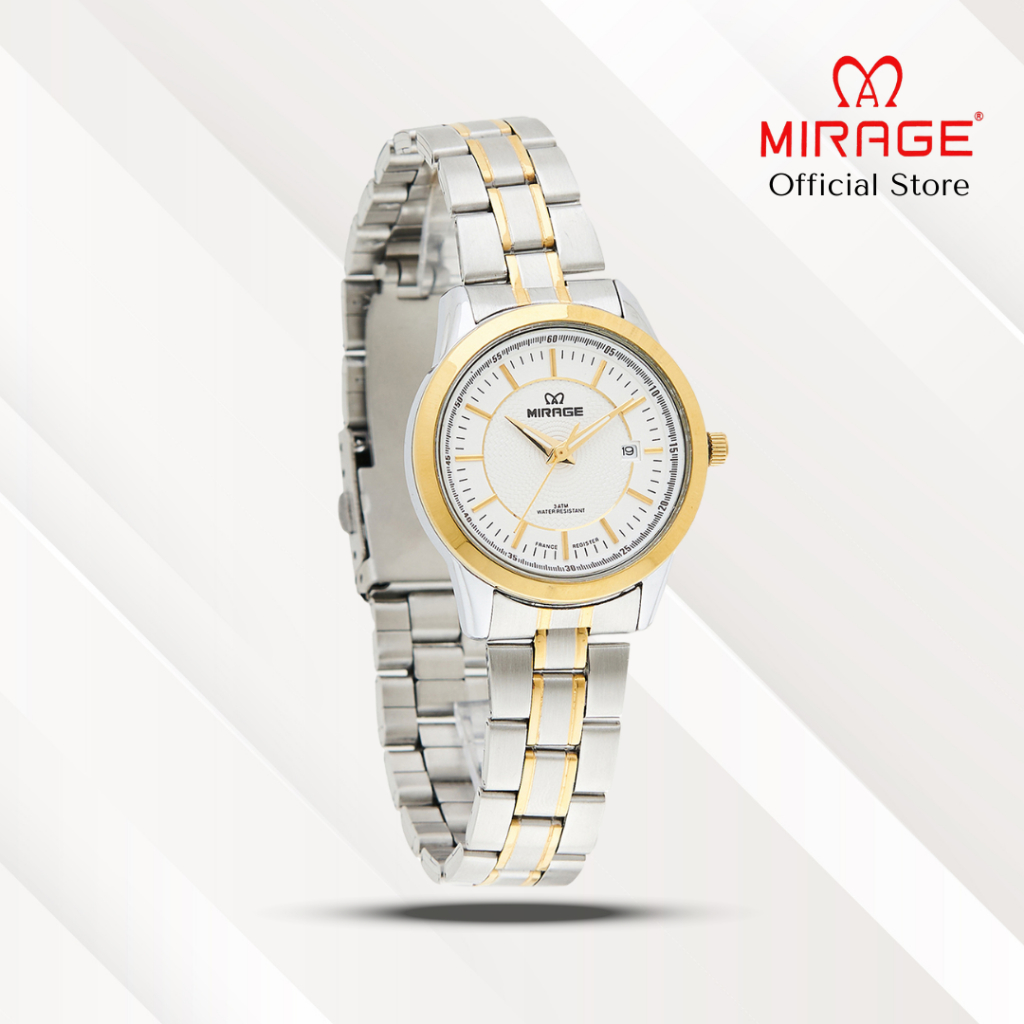 Mirage Jam Tangan Wanita Analog 8807 L Silver Gold Original Stainless