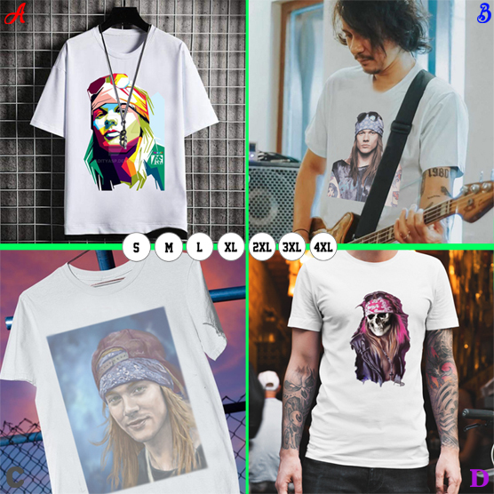 White Tshirt AXL Rose GNR BAND T-SHIRT Bahan 100% Cotton White | Casual T-SHIRT Size S M L XL XXL 3X