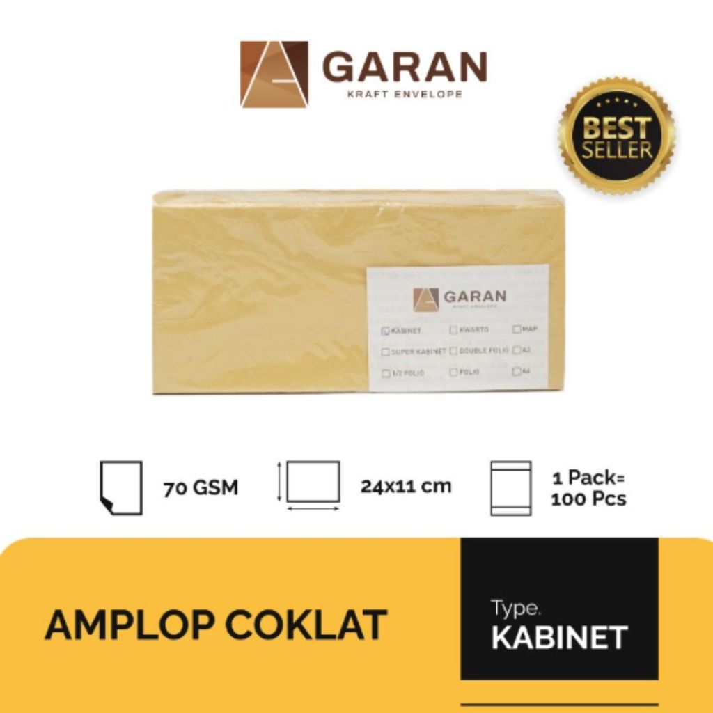 

Amplop coklat Kabinet / Amplop Uang Garan - 11x24cm (100 lembar)