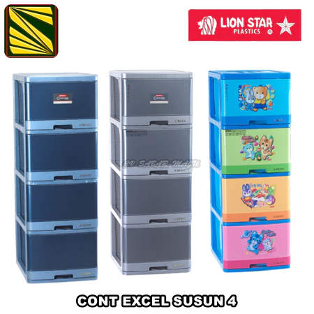 Lionstar Lemari Plastik / Kontainer Baju Lion Star Excel L4 susun 4 dan Excel L5 susun 5