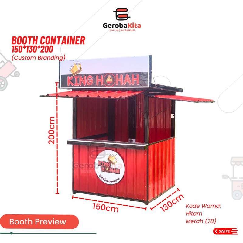 Booth Container 150x130x200 Custom Branding Atas