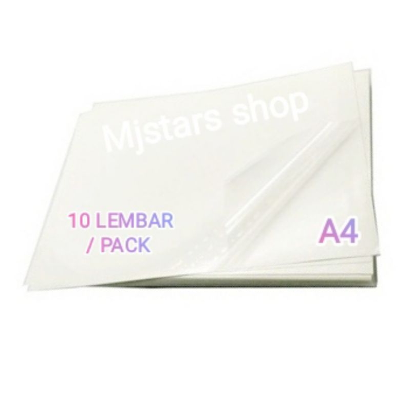 

kertas stiker transparan a4 (glossy) laminasi isi 10 lembar high quality