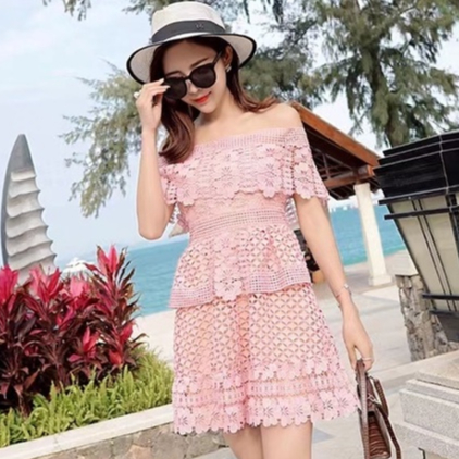 𝐑𝐄𝐀𝐃𝐘 𝐒𝐓𝐎𝐂𝐊 𝐒𝐀𝐅 - VIENNA pink sabrina mini dress woman premium / korean summer dress / beachwear bal