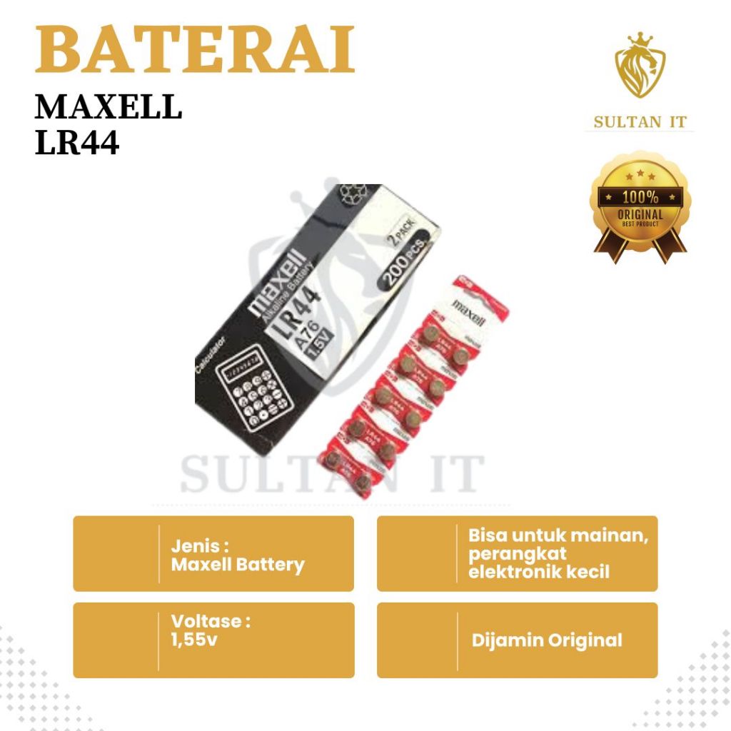 Baterai Maxell LR 44 / Baterai Jam  LR44 / Baterai Kalkulator Original