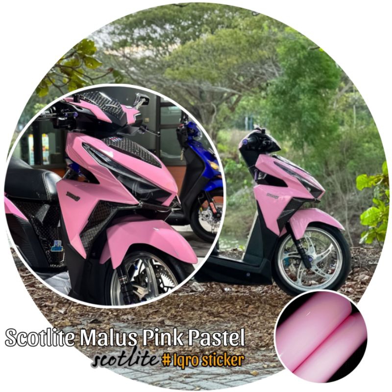 Stiker Skotlet Malus Pink Pastel Glossy Premium Sticker Scotlite Motor Pink Muda Pastel Skotlet Soft
