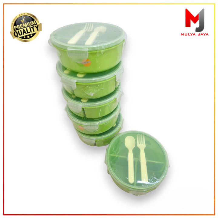 Mulya Jaya Set 6Pcs Tepak Makan Anak Bulat Anti Tumpah TNKB 1131 Golden Sunkist