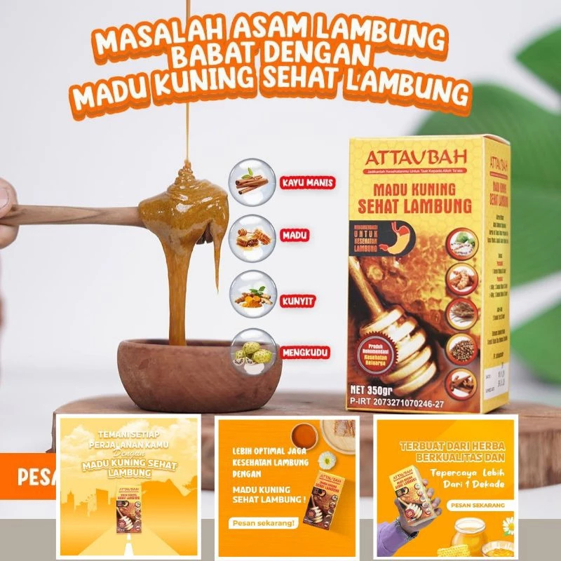 

Madu kuning sehat lambung attaubah, untuk gerd, asam lambung naik, liver dll