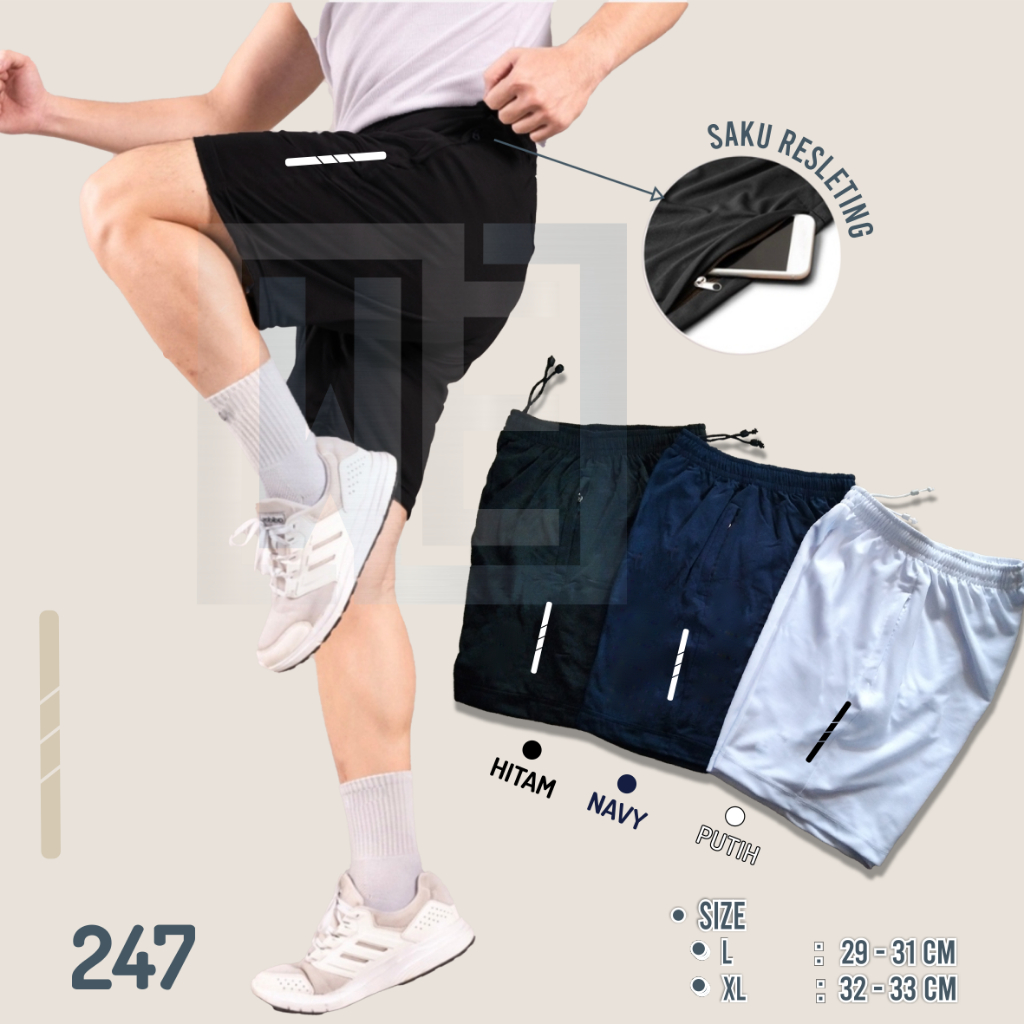 Celana Pendek Olahraga Pria Celana Running Gym Fitnes Short Pants Navy Hitam Putih Celana Pendek Ola