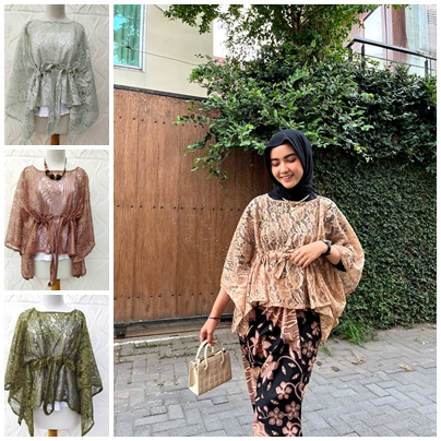 Atasan Wanita Modern Baju Outer Brukat Outer Kebaya Cardigan Brukat Outer Brukat Kondangan Pita Keru