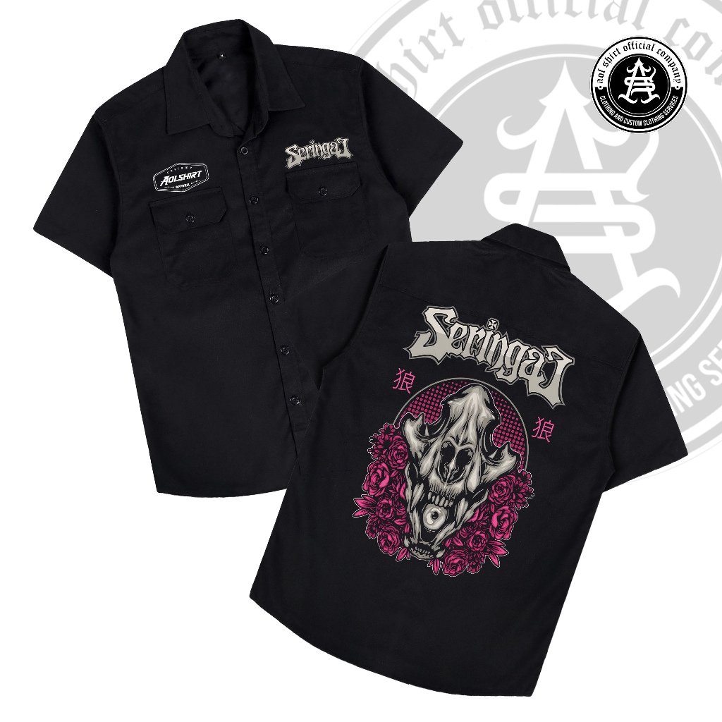 SERINGAI JAPAN Workshirt Metal / Kemeja Workshirt Pria Hitam / AOLSHIRT