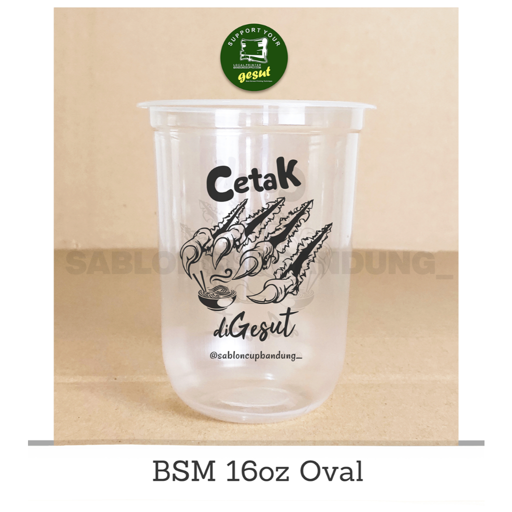 Sablon Cup 16oz Oval Sablon Plastik Cup Sablon Cup Minuman