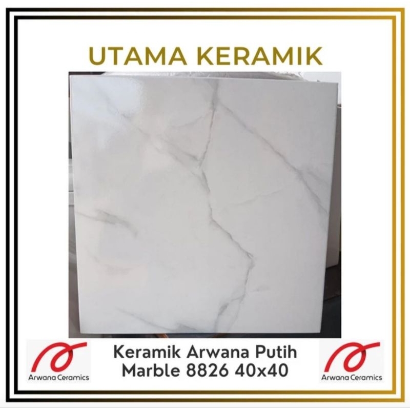 Keramik arwana putih 40x40 motif marble 8826 KW Ekspor - Keramik putih motif marble