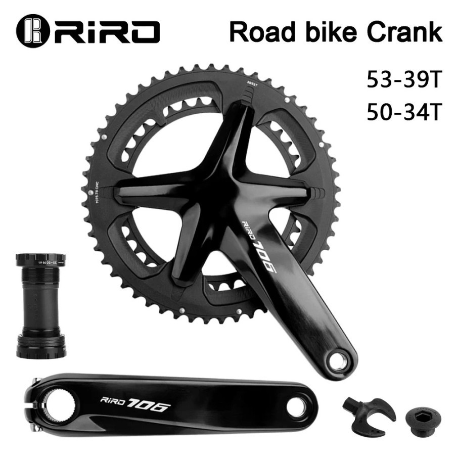 RIRO 106 Crankset Roadbike Double Chainring HT2 Hollowtech Crank + BB