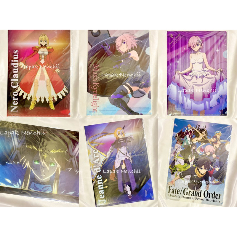 Clear File A4 Official Anime Fate Grand Order Nero Claudius, Mash Kyrielight, Artoria Saber, Jeanne 