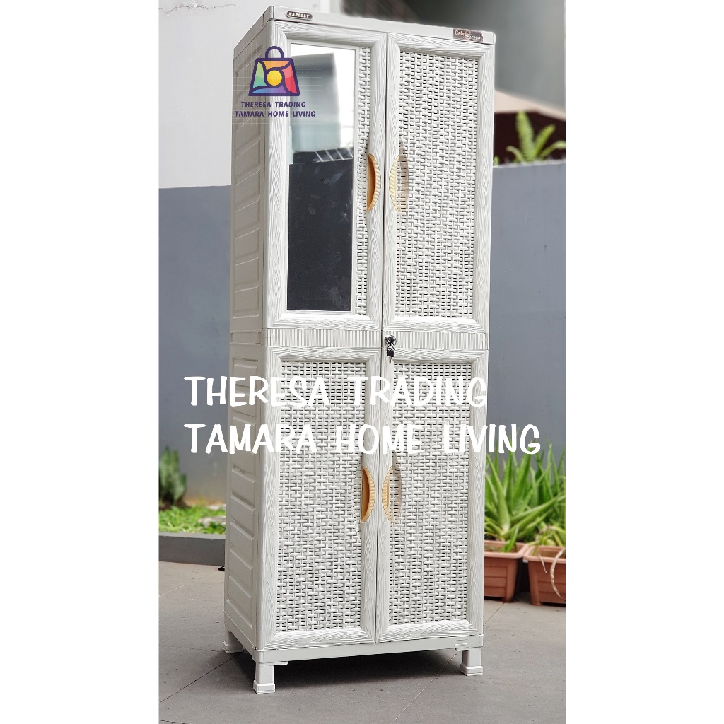 LEMARI PLASTIK GAMIS NAPOLLY G88 GANTUNGAN G88 TAHAPAN GAMIS + KACA CERMIN + KUNCI LEMARI