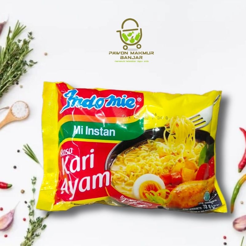 

INDOMIE / MIE INSTAN KUAH RASA KARI AYAM / PERBUNGKUS 72gr