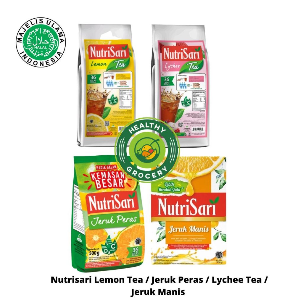 

NutriSari Jeruk Peras Powder Refill 500gr / / NutriSari Lemon Tea 400gr / Nutrisari Lychee Tea / NutriSari Jeruk Manis