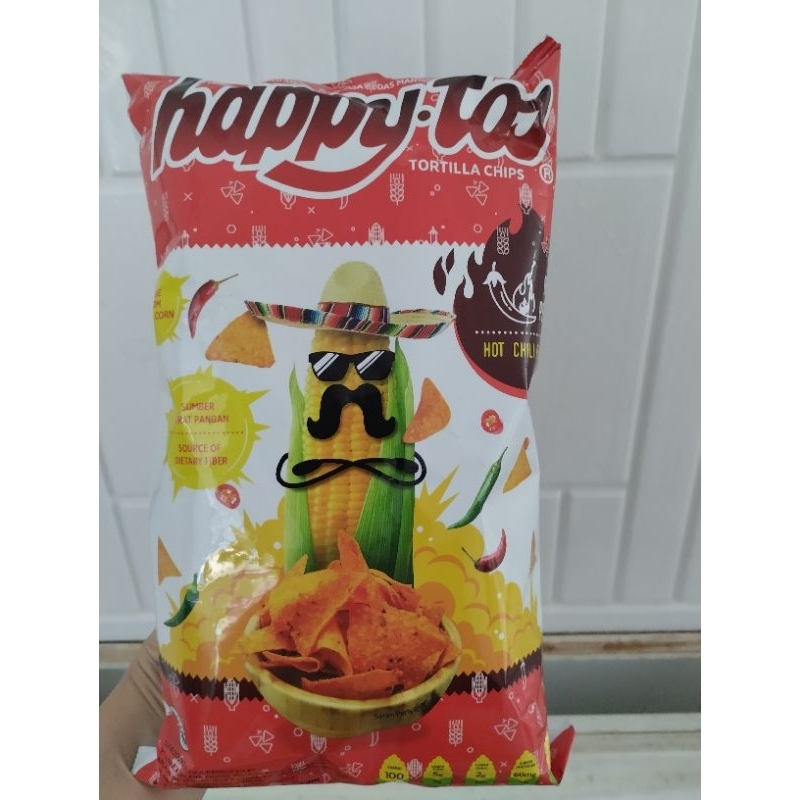 

Happy Tos Tortilla Chips Hot Chili uk 140gr