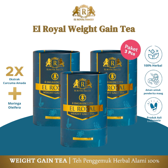 

El Royal Weight Gain Tea 3 PCS Teh Celup Herbal Penggemuk untuk Meningkatkan Berat Badan dengan 28 Bags