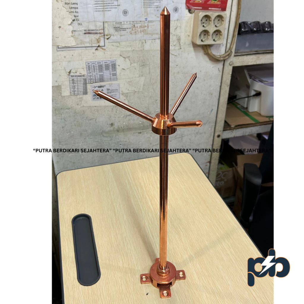 Penangkal Petir Trisula Full Tembaga Ukuran 3/4" / Tombak Anti Petir Trisula / Paket Penangkal Petir