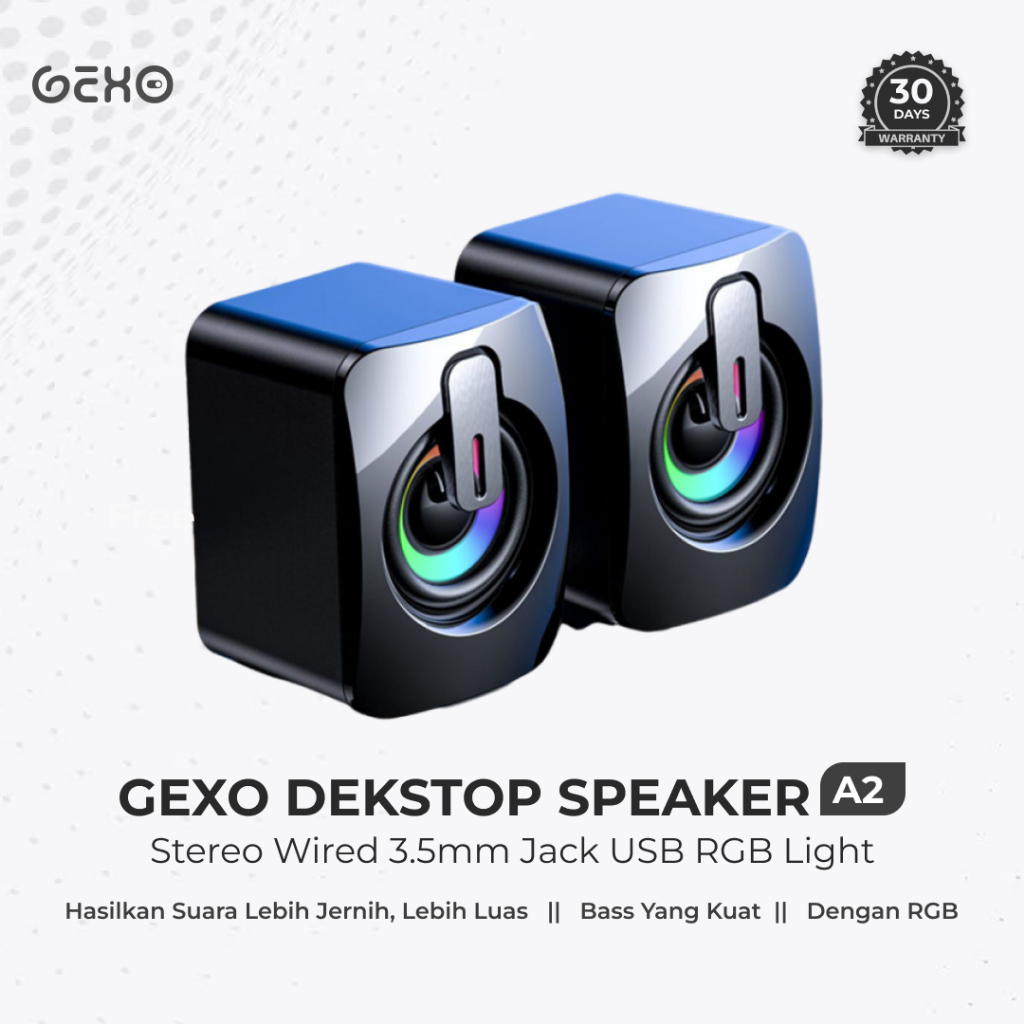 GEXO Mini Speaker Desktop Speaker Subwoofer Stereo Wired 3.5mm Jack USB RGB Light