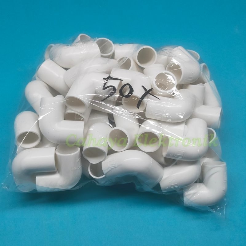 L Boh Pipa Listrik 5/8 isi 50 pcs / Keni Pipa Kabel 5/8 50pcs