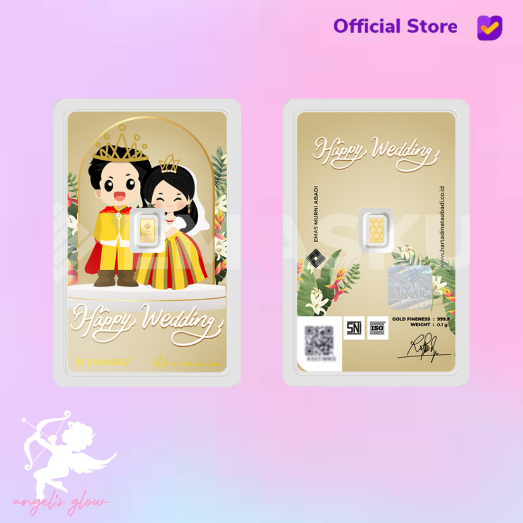 Micro Gold Logam Mulia Emasku Happy Wedding Series 0.1 GRAM