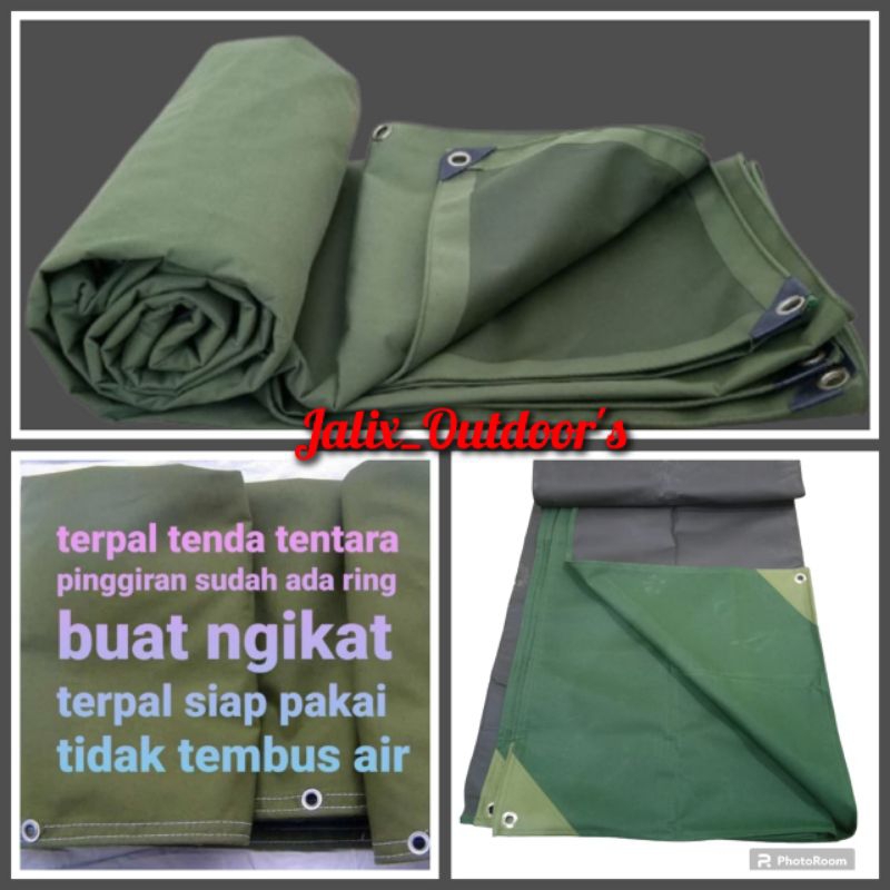 Terpal kain lapis semi karet cv tentara Uk 3x3m,,terpal kap jeep,,truk,,pickup,,tenda taroop waterpr