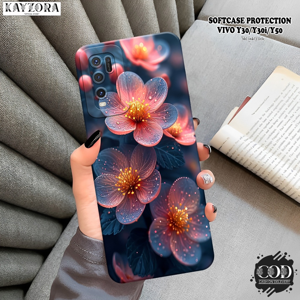 Case VIVO Y30 / Y30i / Y50 Terbaru Fashion Case Bunga Casing VIVO Y30 / Y30i / Y50 Silikon Pro Camer