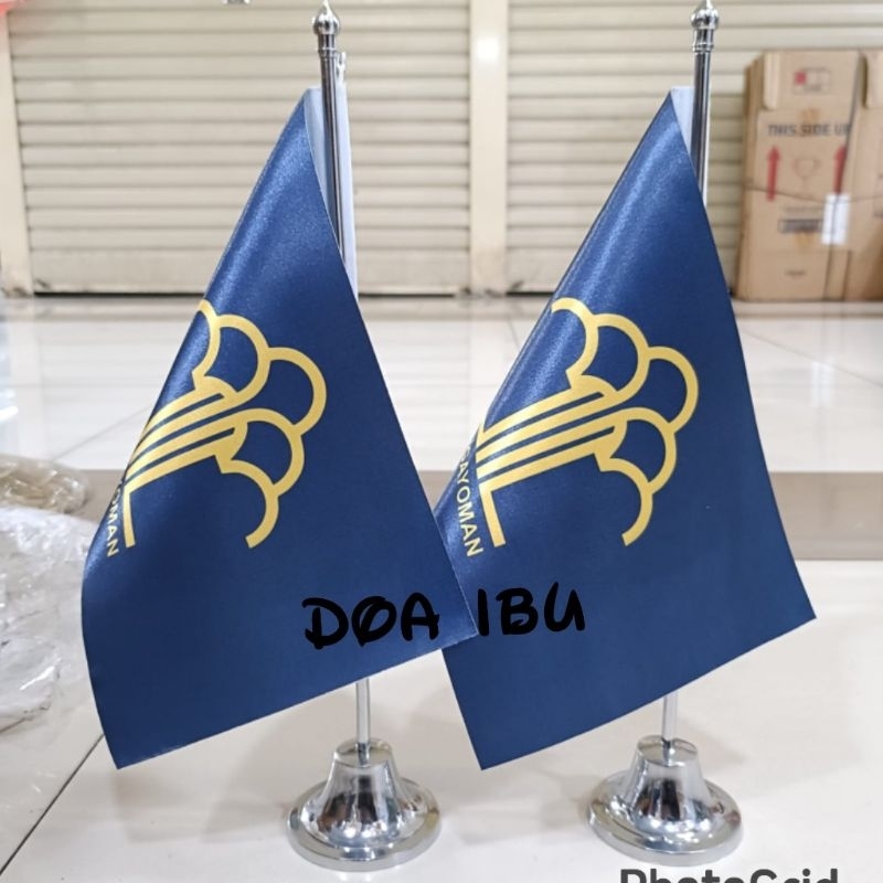 

best seller bendera logo Pengayoman+tiang stenlis meja