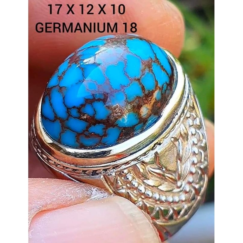 Cincin Batu Akik Pirus Persia Urat Ceplok Natural Asli Harga Murah