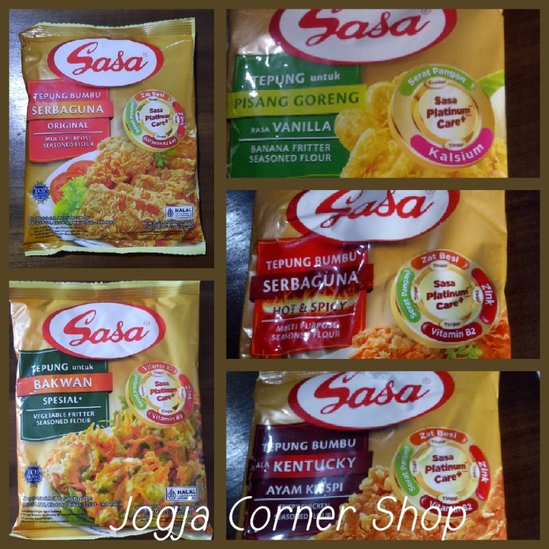 

JCS Sasa Tepung Bumbu Ayam Kentucky, Pisang Vanilla, Bakwan Spesial, Serbaguna Hot&Spicy