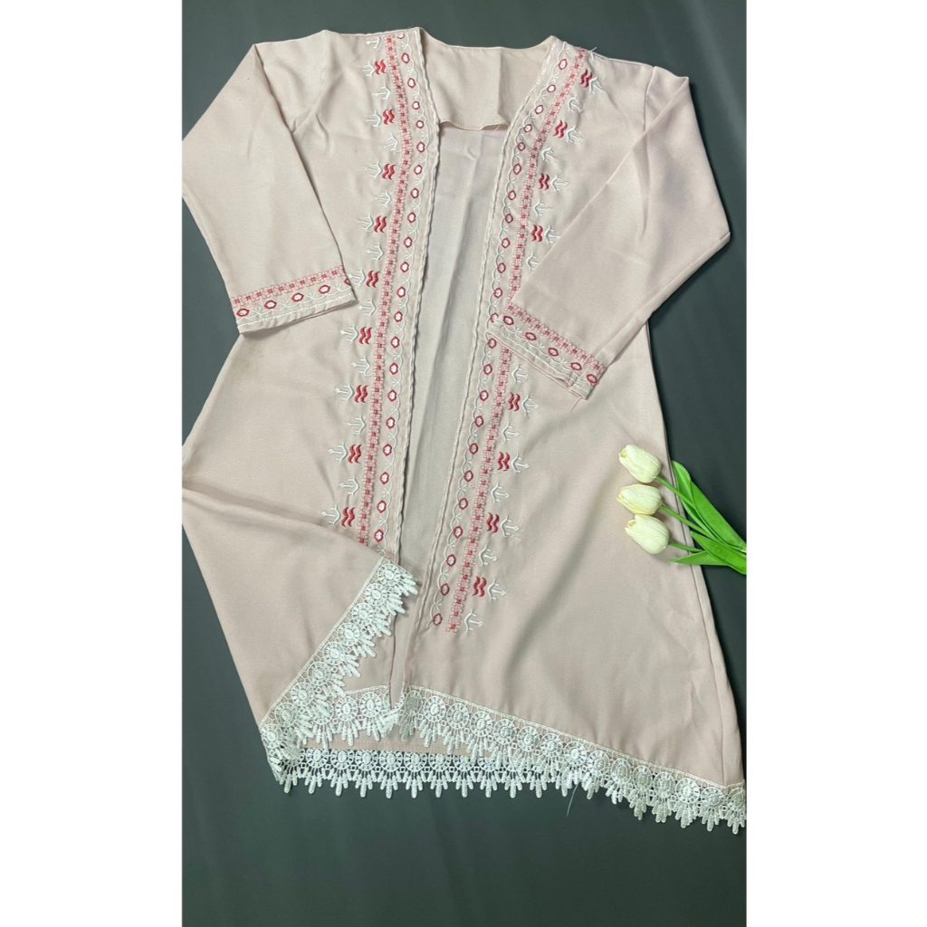 Long outer hijab, long outer pink motif preloved