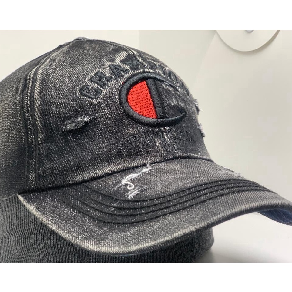 Paket Populer Topi Import Champion Bahan Jeans Denim Model Sobek Terbaru